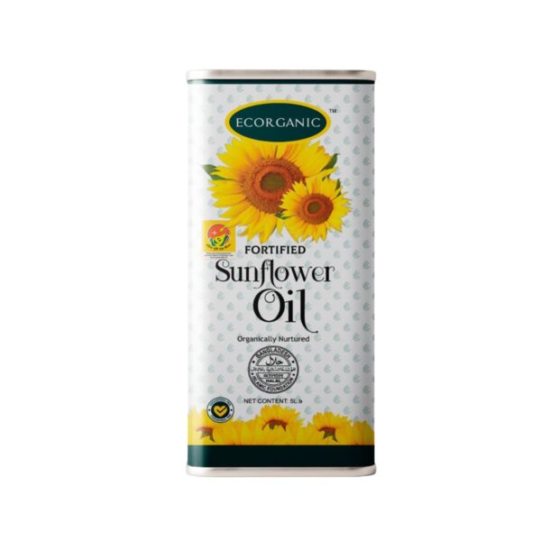 Ecorganic Fortified Sunflower Oil – 5 Ltr (Tin)